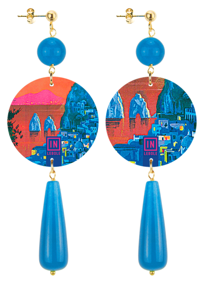 Long Blue Drop Capri Earrings - Lebole Maison