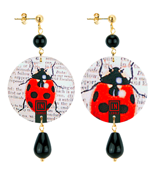 Small Earrings Ladybug Black - Lebole Maison